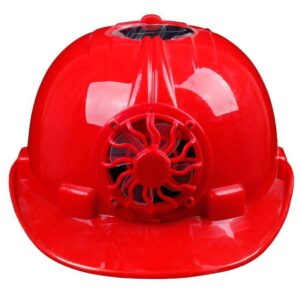 Ventilated Red Hard Hat with Cooling Fan